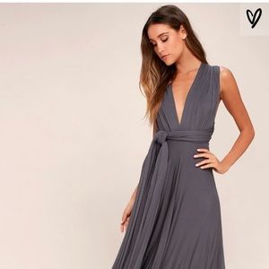 Lulus Grey Tricks of the Trade Maxi Dress